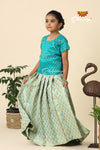 Sky Blue Floral Drops Pattu Pavadai For Kids !!!