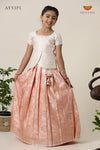 Peach Pastel Rose Pattu Pavadai For Girls - Festive Wear!!!