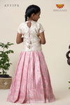 Pink Pastel Rose Pattu Pavadai For Girls - Festive Wear!!!