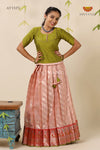 Peach Kota Wave Pattu Pavadai Diwali Collection for Girls