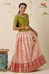 Peach Kota Wave Pattu Pavadai Diwali Collection for Girls