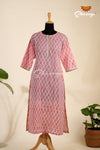 Pink Mulmul Cotton Kurti For Women - AX65
