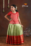 Red Golden Hills Pattu Pavadai For Girls - Festive Wear!!!