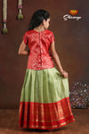 Red Golden Hills Pattu Pavadai For Girls - Festive Wear!!!