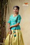 Trendy Yellow Bandhini Waves KIds Pattu Pavadai For Special Occation !!!