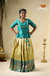 Trendy Yellow Bandhini Waves KIds Pattu Pavadai For Special Occation !!!