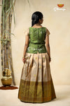 Traditional Green Semmal Pattu Pavadai For Girls