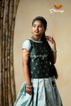 Sky Blue Manoranjitham Semi Silk Pattu Pavadai For Girls