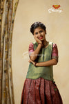 Festive Collection - Magenta Antique Garden PAttu Pavadai