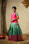 Green Manoranjitham Semi Silk Pattu Pavadai For Girls