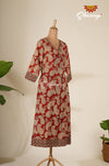 Red Angrakha Kalamkari Cotton Kurti For Women - AU80