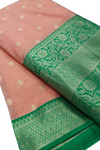 Green with Peach Pattu Pavadai Material