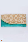 White with Green Women’s Multipurpose Fabric Clutch 