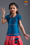 Girls Pink Bamboo Silk Pattu Pavadai 