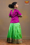 Girls Green Silk Paithani Pattu Pavadai 