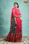 black and pink lehenga davani model online 