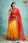 Girls Yellow Silk Paithani Half Saree | Langa Davani 