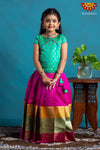 Girls Pink Floral Spring Pattu Pavadai 