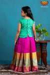 Girls Pink Floral Spring Pattu Pavadai 