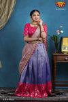 Girls Blue Peacock Paradise Alpha Half Saree | Langa Davani 