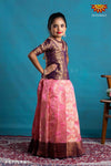 Girls Pink Copper Yentra Pattu Pavadai | Langa