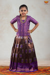 Purple Copper Tiles Pattu Pavadai For Girls