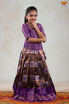 Purple Copper Tiles Pattu Pavadai For Girls