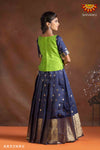 Girls Navy Blue Paisley MangoPattu Pavadai | Langa