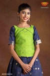 Girls Navy Blue Paisley MangoPattu Pavadai | Langa