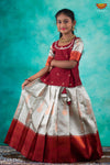 Girls White Copper Chanbali Pattu Pavadai | Lehenga