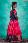 Girls Pink Copper Chanbali Pattu Pavadai | Lehenga