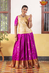 Girls Magenta Sword Lilly Pattu Pavadai | Langa