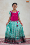 Girls Snow Drop Ramar Green PattuPavadai Set | Lehenga