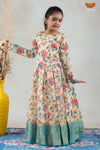 Pink Algae Long Gown for Girls - Yellow