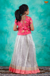 Pure Tissue Silver Alpha Pattu Pavadai Set - Peach