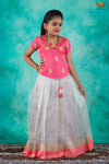 Pure Tissue Silver Alpha Pattu Pavadai Set - Peach