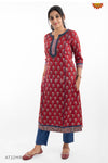 Maroon Ajrakh Printed Kurti