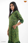 Green Ajrak Floral Print Kurti 