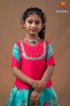 Girls Blue Organza Digital Print Pattu Pavadai 