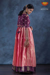 Girls Maroon Pastel Pink Long Gown 