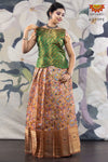 Girls Peach Floral Creeper Pattu pavadai 