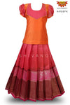 Girls Pink Blooming Tree Pattu Pavadai 