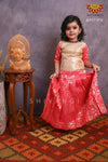 Girls Pink Golden Creeper Pattu Pavadai 