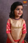 Girls Pink Golden Creeper Pattu Pavadai 