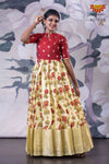 Girls Sandle Chanderi Lotus Creeper Long Gown 