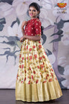 Girls Sandle Chanderi Lotus Creeper Long Gown 