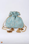 Girls Sky Blue Handcrafted Potli Bag 