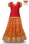 Girl's Orange Golden Bell Pavadai Sattai !!! 