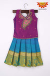 Girls Art Silk Pattu Pavadai Blue