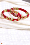 Red Silk Thread Bangles with Stone Work 